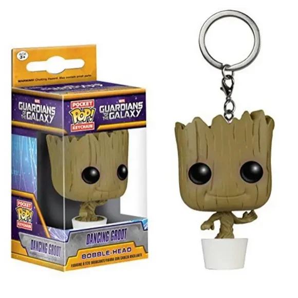 Funko Pop Guardians of the Galaxy 3 Pocket Pop Keychain Rocket Star-Lord Groot in Onesie Groot with Cheese Puffs Model Toys