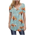 thumbnail image 2 of Aqestyerly Haut à Manches Courtes en Solde, Mode Décontractée pour Femmes Col en V Imprimé Grande Taille Blouse à Manches Courtes pour Tenue Décontractée(m), 2 of 6