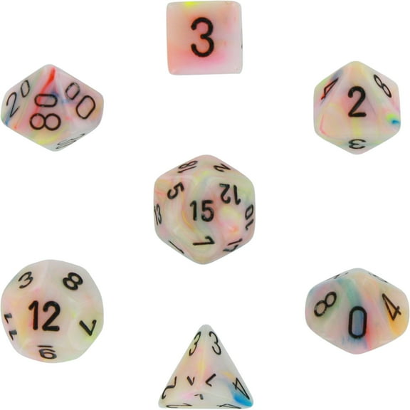 Festive Polyhedral Circus/Black 7-Die Set