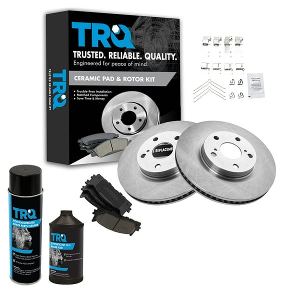 TRQ Front Ceramic Brake Pad & Disc Rotor Kit w/Chemicals for Toyota Camry Avalon BKA17166 Fits select: 2007-2018 LEXUS ES