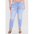 thumbnail image 3 of Women's Plus Size WAX High Waisted Distressed Mom Jeans, 3 of 4