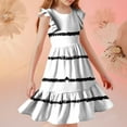 thumbnail image 6 of Avrntaa Cute Ruffle Sleeve Girls Summer Dress Casual Crewneck Swing A-Line Midi Dress for Age 5 to 14, 6 of 8
