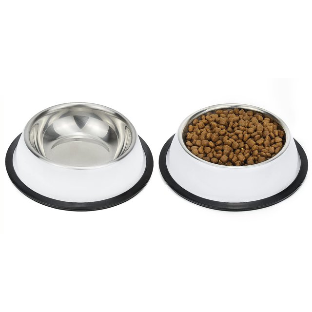 Podinor Cuencos De Acero Inoxidable Para Perros, Comida Y Agua, Antideslizantes, Apilables, Platos Para Cachorros Para Perros Pequeños, Medianos Y Grandes (Paquete De 2)
