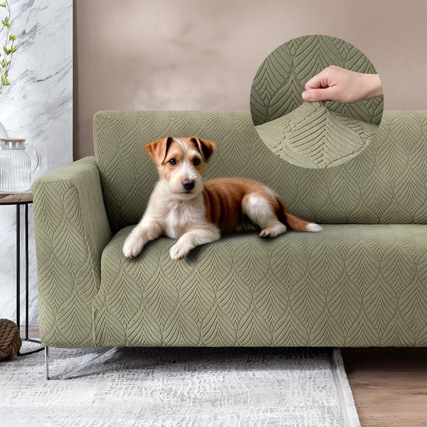 Juego de 3 Fundas Cubre Sala - Tejido Jacquard Elástico Fácil Lavado. Ideal para Proteger Tus Muebles - Protector de sillón - Sofa Cover (Marfil (Afelpado))