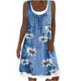 thumbnail image 2 of SMihono Robe d'Été pour Femmes Grande Taille Mode Femmes Décontractée Aguichant à Col Rond à Imprimé Floral Fausse Robe Deux Pièces Sans Manches, 2 of 4