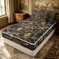thumbnail image 3 of Erosebridal Farmhouse Leaf Camo Zipper Queen Comforter Set with Fitted Sheet and 2 Pillowcases for Boys Men, Khaki Branch Print Zipper Bedding Set, Black Reversible, 4pcs, 3 of 7