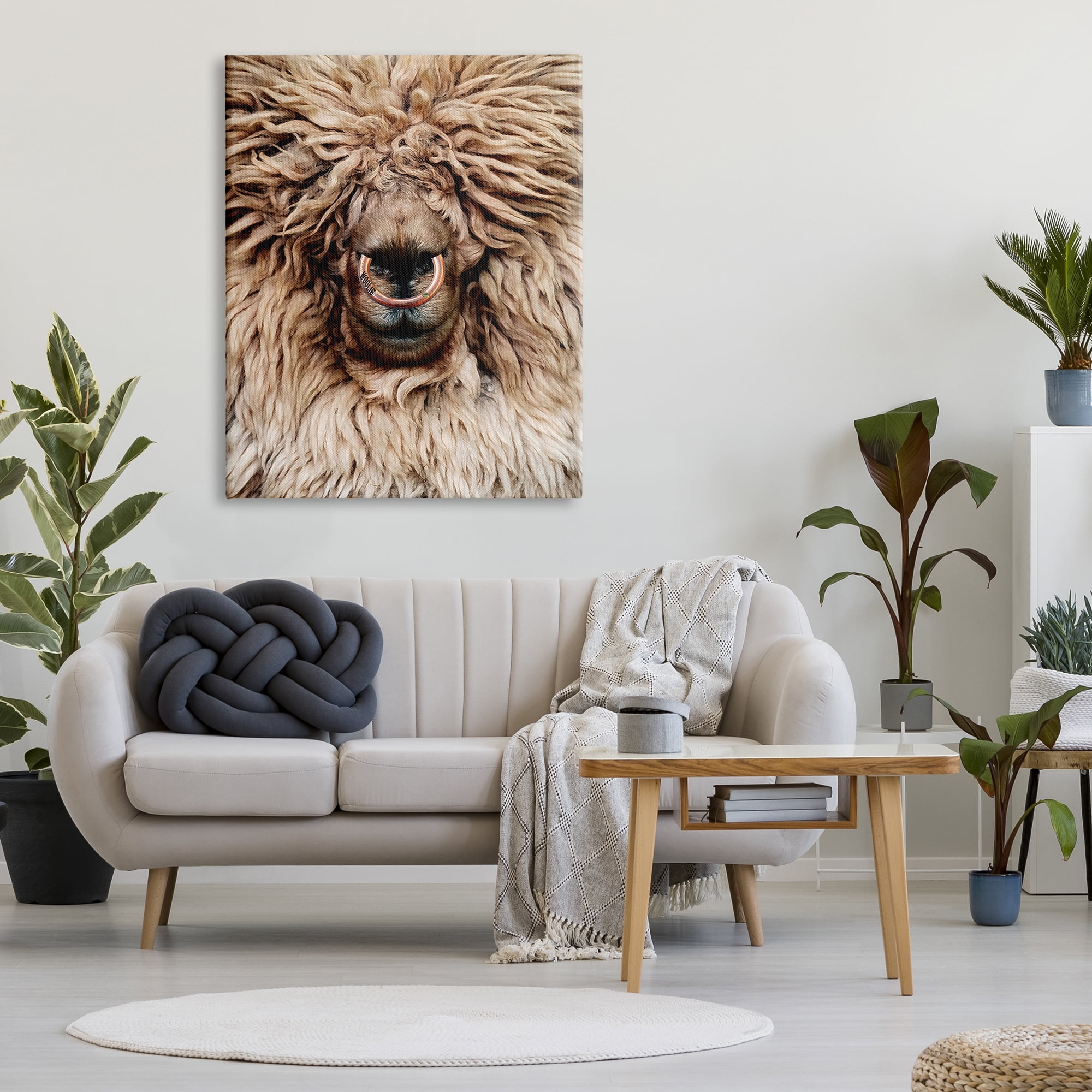 Stupell Industries Long Haired Sheep Portrait Animals & Insects Painting Gallery Wrapped Canvas Print Wall Art, 36 x 48