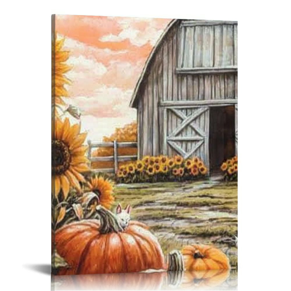 Free Shipping! Marmont Hill Autumn Cornfield Canvas Print Wrapped