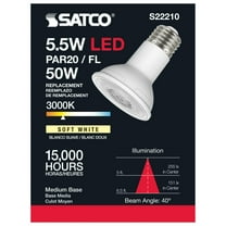 Satco S22210 LED PAR20 Light Bulb 5.5W 120V 3000K 500L E26 Medium Base Dimmable (6 Pack)