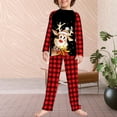 thumbnail image 4 of Conjunto De Pijamas De 2 Piezas Conjunto de pijama familiar de 2 piezas Conjunto informal de manga larga con estampado de alce y pantalones Traje diario Ygjytge Niño Rojo 9-10T para Niño, 4 of 5