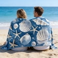 thumbnail image 4 of Amzcrzy Polyester Ocean Elements Beach Towel Oceans-Themed Beach Towel Starfishs Seashells and Sea Turtle Fast-Drying Absorbent Bath Towel Microfiber Beach Towel Non-Functional Blankets, 4 of 6