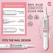 Curvlife Nail Glue Gel Kit – 10g Quick-Dry Semi-Solid Adhesive & 5ml Liquid Click-Type Remover Pen for Press-On Nails, No UV Needed