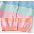 thumbnail image 6 of Ougyinr Kids Baby Girls Knit Cardigan Button Sweater Little Girls Coat Winter Ainbow Striped Sweater Thicken Outerwear Child Warm Jacket, 6 of 6