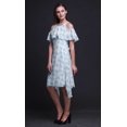 thumbnail image 2 of Bimba Floral Printed Womenâ€™s Ruffle Front Cold Shoulder Swing Shift Dress-Large, 2 of 6
