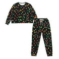 thumbnail image 4 of SCRAWLGOD Christmas Lights Pajamas for Women Long Sleeve Pj Set Women Sleepwear Crewneck Fall Pjs for Women Size S Comfortable 2-Piece Outfits for Women, 4 of 7