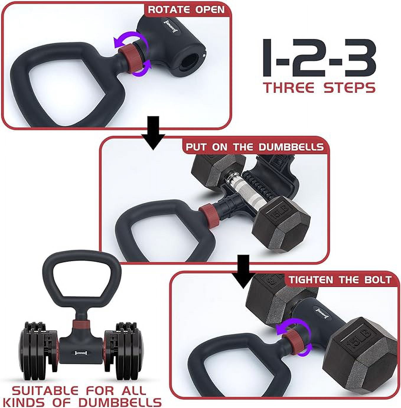 Dumbbell Barbell Converter, EZ Curl Bar,Adjustable Barbell,Kettlebells Adjustable Weight,Dumbbell to Barbell Converter,Dumbbell Kettlebells Converter（8-200LB）