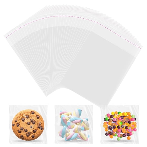 Uxcell Sacs à Biscuits Transparents Auto-Scellants 5 Pouces x 6 Pouces, 200 Pcs Sacs Refermables pour Friandises, Emballages OPP pour Cadeaux, Emballage de Boulangerie pour Bonbons Chocolats Biscuits Fête