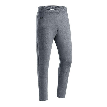 Fadeal Mens Casual Pants Deals Grey Heated Base Layer T-Shirt Men s Heated Bottoms Men s Usb Heated Warm Pants Heated Underwear Warm Pants for Cold Weather