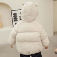 thumbnail image 4 of Kids Winter Coats Children's Solid Color Hooded Pocket Cardigan Cotton Padded Clothes Winter Down Coats Beige 5T, 4 of 9