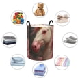 thumbnail image 4 of Balery Haired White Horse Cesta de ropa redonda con asas, impermeable, independiente, para ropa, juguetes, dormitorio y familia-Small, 4 of 6