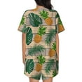 thumbnail image 3 of Picia Pineapples Palm Leaves Pajamas Sets for Women Soft Short-Sleeved Pjs with Lounge Shorts Two Piece Sleepwear-, 3 of 9