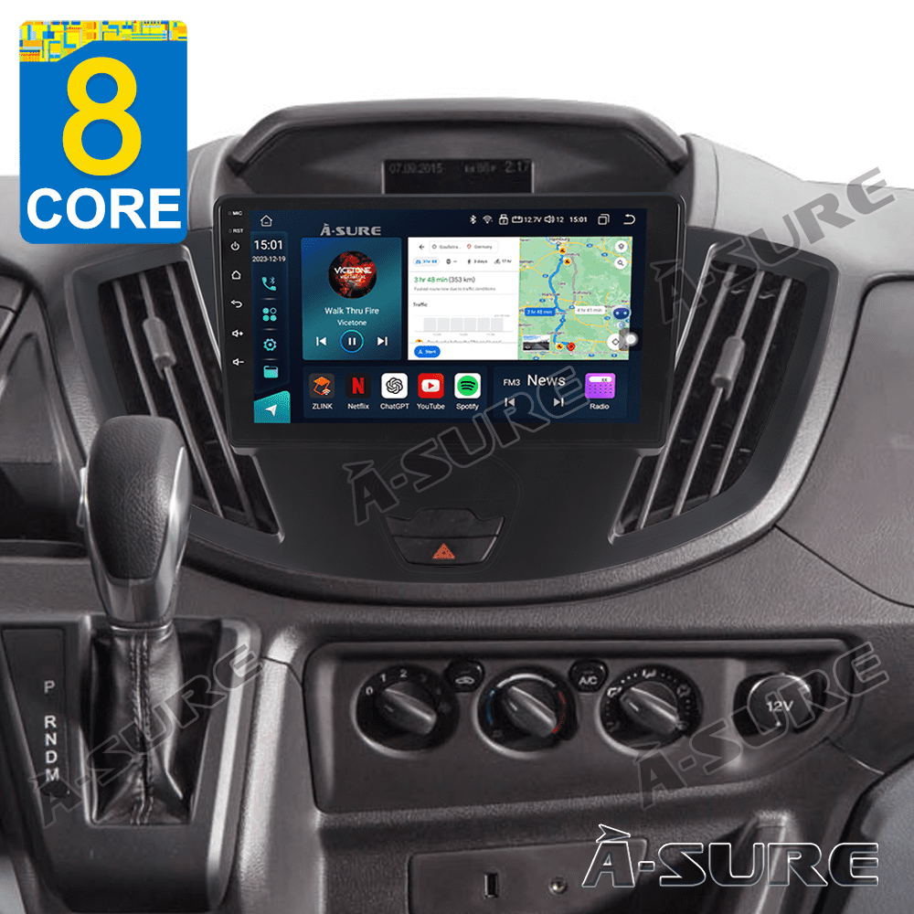 4+64GB Android 14 Car Radio Stereo for Ford Transit 2015-2019, 8 Core Wireless CarPlay Android Auto GPS Navi 4G LTE Wi-Fi Bluetooth SWC DSP FM RDS