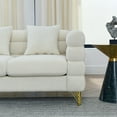 thumbnail image 4 of YYAo 60" Sectional Couches with Oversized 2 Seater and 2 Pillows, Comfortable Sofa with Deep Seating for Living Room, Bedroom, Office, White Teddy, 4 of 7