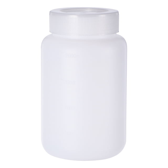 Uxcell Bouteilles de Réactif 2000ml, Bouteilles Rondes à Grand Ouverture en HDPE avec Bouchon à Vis Translucide Blanc