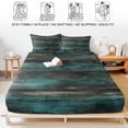 thumbnail image 5 of Cal.King Size Fitted Sheet Set - Teal Brown Plank Prints 3 Piece Bedding Sets 16" Deep Pocket Fitted Sheet with 2 Pillowcases, Farmhouse Vintage Wooden Grain Brushed Microfiber Hotel Bed Sheets, 5 of 9
