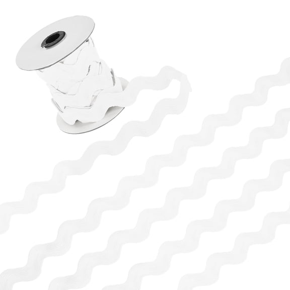 1-Roll Rick Rack Trim, 10 Yard 20mm / 0.8 Inch Wave Bending Fringe Trimming Ribbon [White]