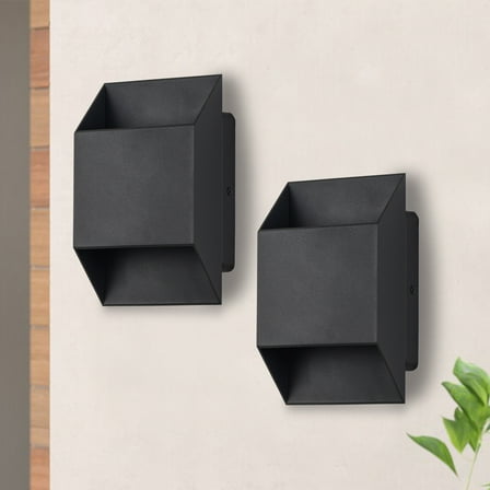 C Cattleya 2-Light Matte Black Aluminum LED Outdoor Wall Lights(2-Pack)