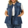 MODA NOVA Juniors Plus Size Button Down Raw-Hem Sleeveless Denim Jacket 4X Dark Blue