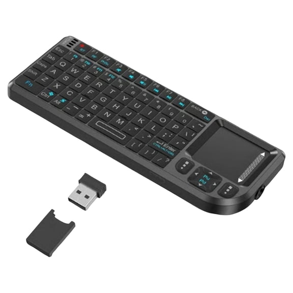Wireless Mini Keyboard 2.4G Rechargeable Backlit Keypad with Touchpad for Smart TV and Computer Control 6x2 Inch