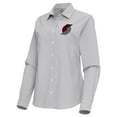 thumbnail image 2 of Women's Antigua Gray Portland Trail Blazers Porter Woven Long Sleeve Button-Up Shirt, 2 of 3