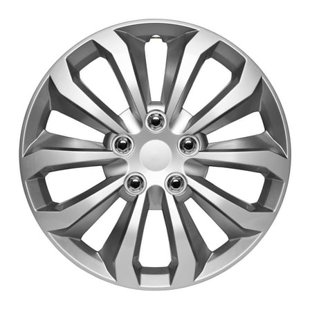 BDK Hubcaps Wheel Covers for Cars Premium Silver and GunMetal Hubcaps 16" Wheel Rim Cover Replacement Snap On Hubcaps for Toyota Camry Corolla Style Automotive (4-Pack)