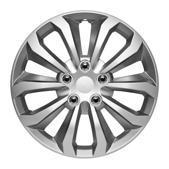 BDK Hubcaps Wheel Covers for Cars Premium Silver and GunMetal Hubcaps 16" Wheel Rim Cover Replacement Snap On Hubcaps for Toyota Camry Corolla Style Automotive (4-Pack)