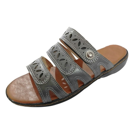 

Cathalem Fashion Women Summer Solid Wedges Breathable Slip On Open Toe Sandals Comfortable Beach Shoes Slippers Grey 40