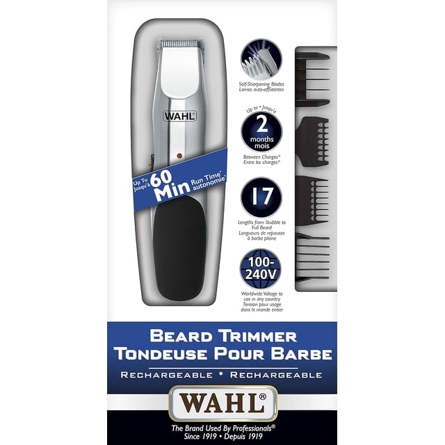 Wahl® Canada Rechargeable Beard Trimmer, All You Need for Beard & Stubble, Men Grooming, beard trimmer with ergonomic contour design and soft touch elements for easy grip - Model 3243