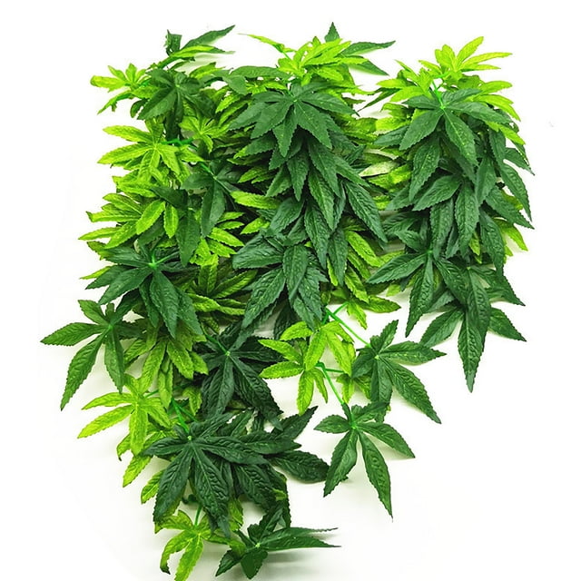 Simulated Flower Rattan Wall Hanging, Simulated Aquatic Plants, Reptiles And Pet Breeding Boxes, Various Imitation Rattan With Suction Cups - Ibo Leaf 16 Inches 40 Cm