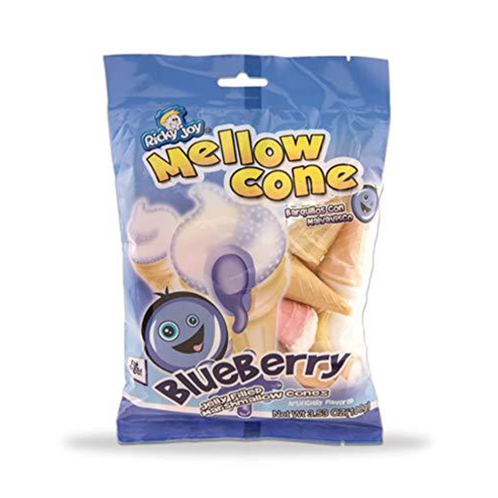 Mellow Cone jelly filled marshmallow cones Strawberry and Blueberry