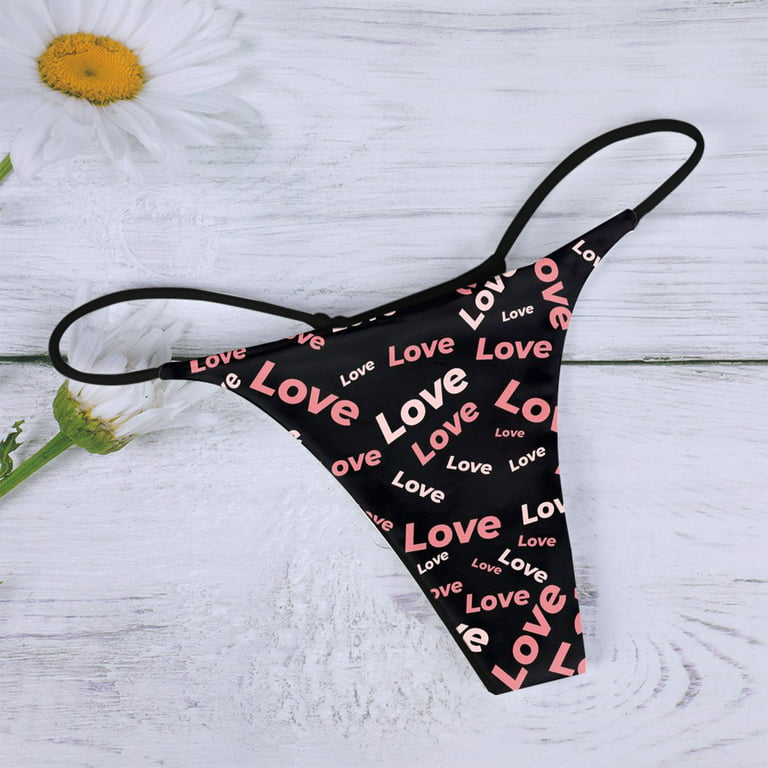 Felwors Valentine Day Thongs For Underwear for Women For Sex T Back Panties  Low Waisted Stretch Straps Seamless Thongs 
