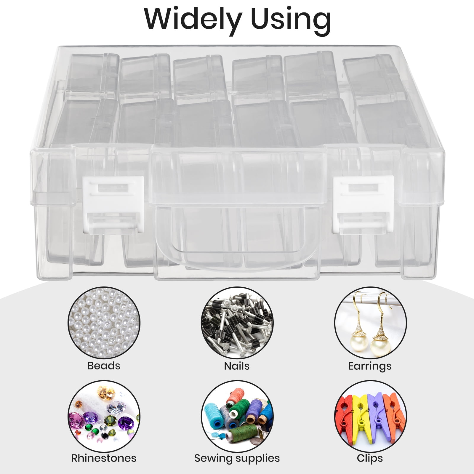 12 Slots Bead Storage Box, Bead Organizer Box, Diamond Paintings Accessory  Storage Containers for Craft Seed Jewelry Beads Rings Charms Glitter Rhinestones (1 Pack)