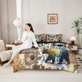 thumbnail image 4 of Castle Fairy Watercolor Bear 7-Piece Twin Bedding,Vintage Leopard Print Bedding Comforter Set,Sepia Orange Cream,Black Reversible, 4 of 7
