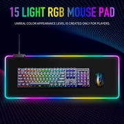 LED Mouse Pad 35.4x15.7 inch, Large RGB Glow Gaming Mouse Pad for Computer Keyboard, 12 Cool Lighting Modes, Anti-Slip Base, Waterproof, Stain Resistant, Desk Mouse Pad for Wireless Mouse