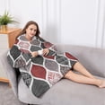 thumbnail image 5 of Oversized Wearable Blanket Hoodie,Red and Black Ethnic Geometric Pattern Sherpa Blanket Hoodie with Super Pockets,Super Warm Fuzzy Pullover for Women & Men, 5 of 6
