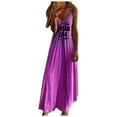 thumbnail image 2 of DAETIROS Women Dresses Printed Sexy Sleeveless Fashion Dresses Printed Loose V-neck Fashion Dresses Purple Trendy Skirt Size M, 2 of 4
