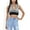 Black, variant on Women's Striped Knit Halter Crop Top with Deep V-Neckline- Medium, Brown