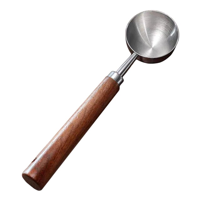 Cuchara de café para granos de café, cucharilla de café, mango de madera, acero inoxidable, café molido 16cmx35cm