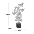 thumbnail image 4 of 10" x 19" Silver Polystone Handmade Floral Sculpture with Black Block Base, by DecMode, 4 of 10
