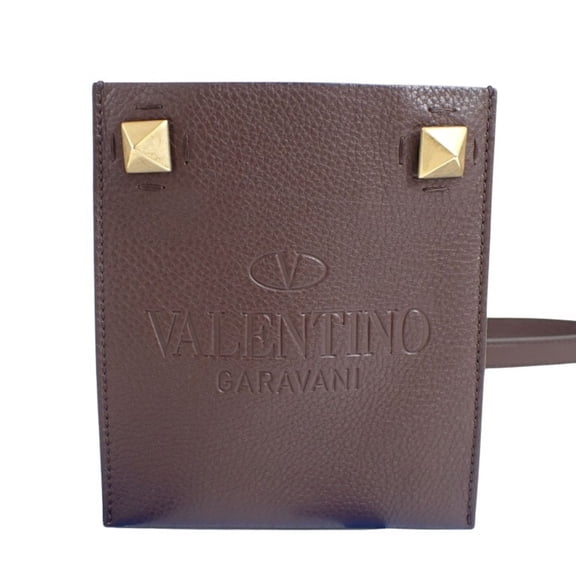 Pre-Owned VALENTINO GARAVANI Valentino Garavani Shoulder Bag VY0P0T06ZBT Brown Calfskin with...